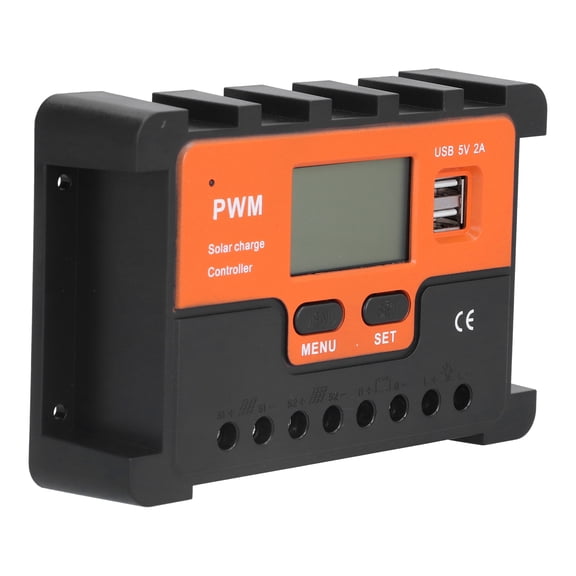 Rupoun 30A Solar Charge Controller 12V/24V Auto PWM Regulator with Parameter Adjustable LCD Display Screen, Dual USB Interface, Circuit Protection, and Advanced Energy Management for Off-Grid Systems