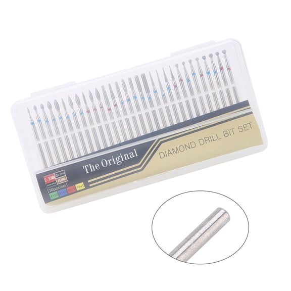 Rupoun 30Pcs Diamond Drill Nail Bit Cuticle Dead Skin Clean Manicure Tools Set