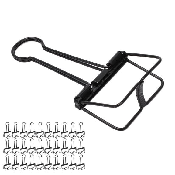 Rupoun 30Pcs Wire Binder Clips 2 Inch / 51mm Hollow Out Multi Purpose Paper Clamps Black