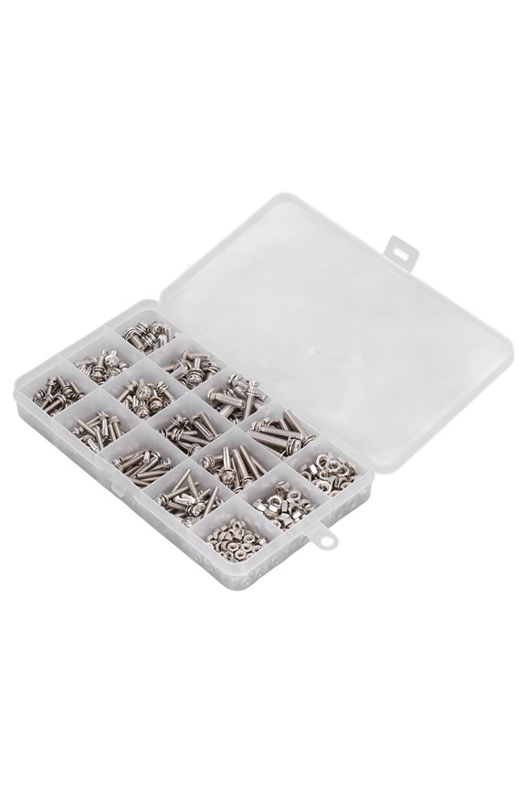 360pcs Stainless Steel Screw Nut Set Flat Washer Spring Washer Combo Prevent Slip Multi Sizes Bolts Nuts Assortment Kit (M3 M4 M5 / 12-25mm)