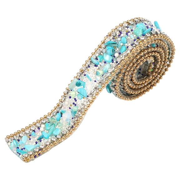 Rupoun 39.4 inches / 100 cm Sparkle Rhinestone Ribbon Small Diamond Wrap Roll Decoration for Sewing Arts Crafts DIY Projects, Blue (#02)