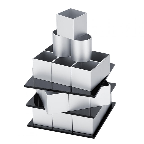 Rupoun 3D Metal Cube Cake Mold - Three-Layer Rotation Mousse Dessert Bake Tool, Professional Aluminum Alloy Magic Square DIY Baking Pan for Creative Pastry Art, 1.18 x 1.18 inches / 3 x 3 cm