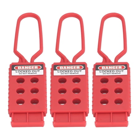 Rupoun 3PCS 6-Hole Electrical Insulation Lockout Tagout Hasps, Safety Security Device for Shutdown Maintenance, 9mm Hole Diameter, Red Color, 3 Pack