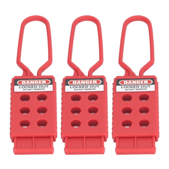 Rupoun 3PCS 6-Hole Electrical Insulation Lockout Tagout Hasps, Safety Security Device for Shutdown Maintenance, 9mm Hole Diameter, Red Color, 3 Pack
