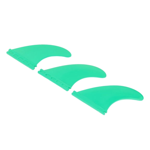Rupoun 3Pcs Surfboard Fins PVC Single-Tab Thruster Fin Set for Long Board Stand Up Paddle Water Sports Accessories, Green