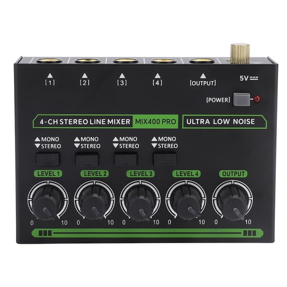 Rupoun 4 Channel Audio Mixer RGB Light Low Noise Multifunctional DJ Controller Sound Mixer for Music Recording Studio EU Plug 10.00 inches / 25.4 cm [cite: 13]