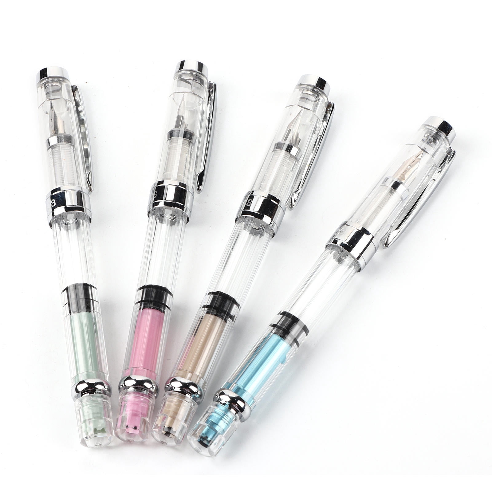 Rupoun 4‑Pack 0.5 mm Fountain Pens – Durable Plastic & Stainless Steel, Smooth 600‑800 m Ink, Anti‑Slip Grip, Ideal for Office & Calligraphy