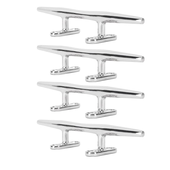 Rupoun 4-Pack 8 Inches / 20.3 cm Boat Mooring Cleat Heavy Duty 316 Stainless Steel Dock Cleats for Marine Yachts, Inflatable Boats, Canoes, and Pontoons