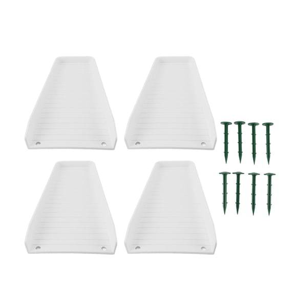 Rupoun 4‑Pack Downspout Splash Block – Rain Gutter Extension with 8 Fixing Nails, Durable Plastic, Protects Foundation & Prevents Soil Erosion