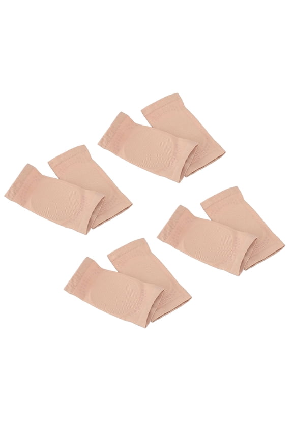 4 Pairs Achilles Tendon Heel Protector Silicone Shock Absorbing Compression Relief Moisturizing Socks for Dry Cracked Heels, 5.12 inches / 13.0 cm, Beige One Size