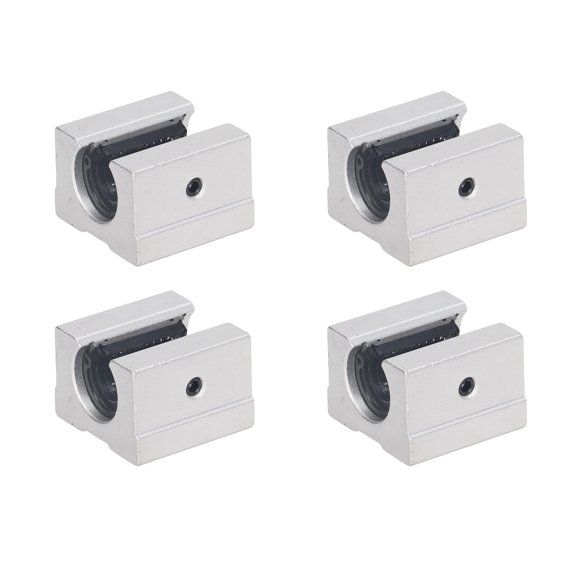 Rupoun 4 Pcs Linear Ball Bearing Slide Block SBR12UU Aluminum Alloy Open Linear Motion Unit for CNC Routers, Robotics, and Industrial Manufacturing Machinery, 10 Inches / 25.4 cm Length, Silver