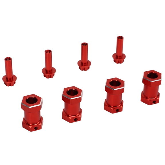 Rupoun 4 Pcs RC Wheel Hex Hub Aluminum Alloy Replacement 12mm / 0.5 in Hubs Extension Combiner Accessory Kit for 1/10 RC Climbing Car Upgrade Parts Red