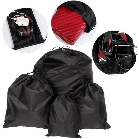 Rupoun 4-Piece Large Capacity Waterproof Drawstring Storage Bag Set, Dustproof Nylon Travel Organizer Pouches, Multiple Sizes (18.1 in / 46 cm max)