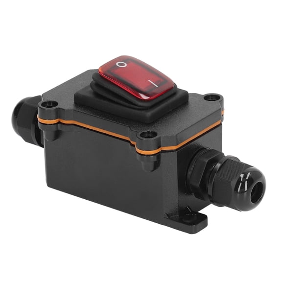 Rupoun 4 Pin 2 Position Inline Cord Switch, DPST IP65 Waterproof Outdoor Toggle Switch, 250V 25A Rocker Button, Red (13cm / 5.12 inches) [cite: 13, 20, 24]