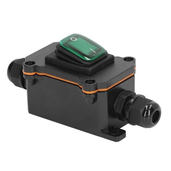 Rupoun 4 Pin 2 Position Inline Cord Switch, DPST IP65 Waterproof Outdoor Toggle Switch, 250V 30A Rocker Button, Green (13cm / 5.12 inches) [cite: 1, 9, 12]