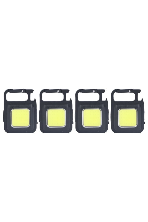 4 Set COB Keychain Work Light 1000lm Waterproof USB Rechargeable Portable Mini Flashlight Square (4.72 inches / 12 cm) for RV Camping Backpacking Hiking Everyday Use