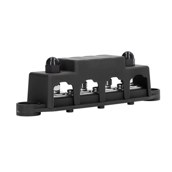 Rupoun 4 Stud Power Distribution Block 5/16 inch 48V DC 250A Bus Bar with Black Cover for Car RV Marine