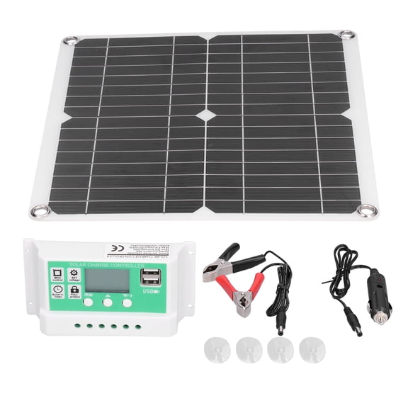 Rupoun 40W 18V Monocrystalline Silicon Flexible Solar Panel Kit with 30A Controller, Waterproof Photovoltaic Module for RV Marine Boat Car Camping Charging (11.02x11.02 inches / 28x28 cm)