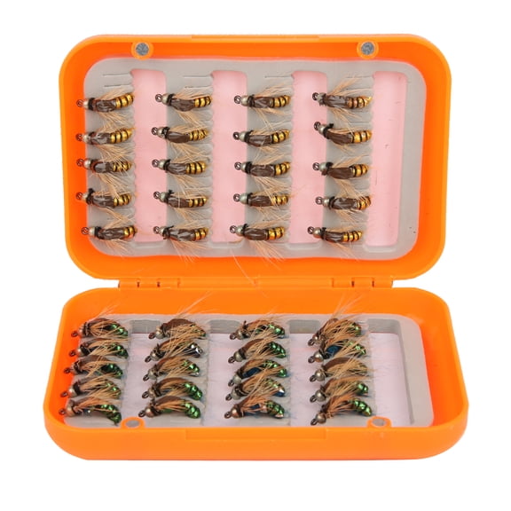 Rupoun 40pcs High Carbon Steel Fly Fishing Lures Bait Set - Artificial Insect Flies Hook for Freshwater and Saltwater Tackle Accessories (4.72 inches / 12 cm Pack)