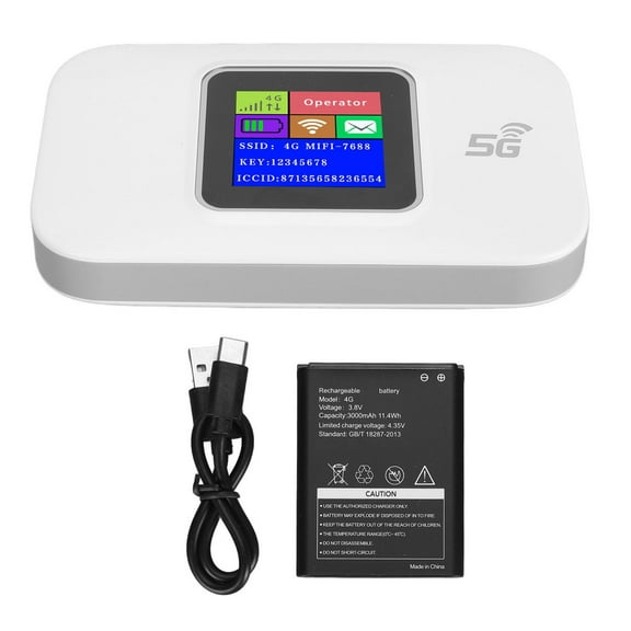 Rupoun 4G LTE Portable WiFi Wireless Router, USB Powered Mobile Hotspot with LCD Display, 300Mbps High Speed Sharing for Up to 10 Devices, European Edition, Includes 3000mAh Battery