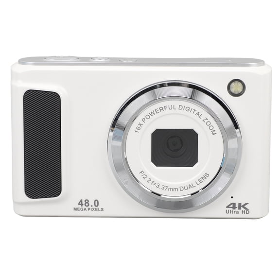 Rupoun 4K UHD Digital Camera 2.8inch IPS Display 16X Digital Zoom Autofocus Dual Camera 48MP Vlogging Camera Small Digital Camera White