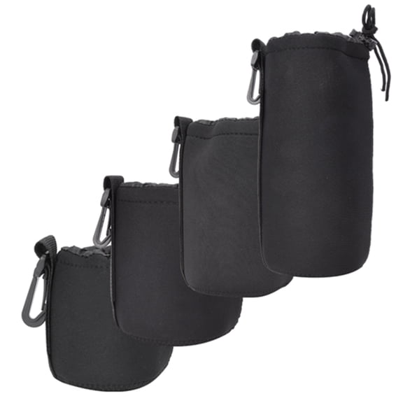 Rupoun 4PCS Protective Neoprene Lens Cover Pouch Bag Set for DSLR Camera Lenses, Water-Resistant Shock Absorption Storage Case, Sizes S M L XL, 9.45 inches / 24 cm Max Height, Black