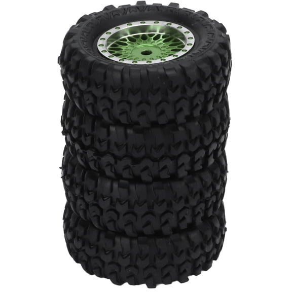 Rupoun 4PCS RC Car Wheels Mesh Wheels and Tires Set for 1/16 Remote Control Cars Green 1.8 inches / 45 mm