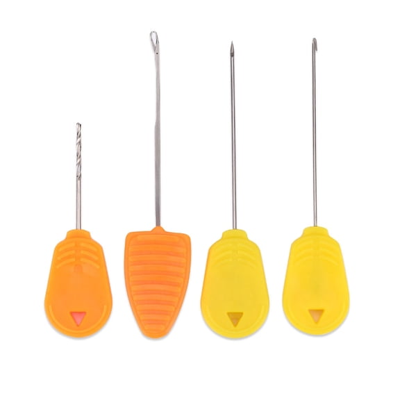 Rupoun 4Pcs Carp Fishing Baiting Needle Set Stainless Steel Drill Stringer Hook Rigs Tool (5.5 inches / 14 cm)