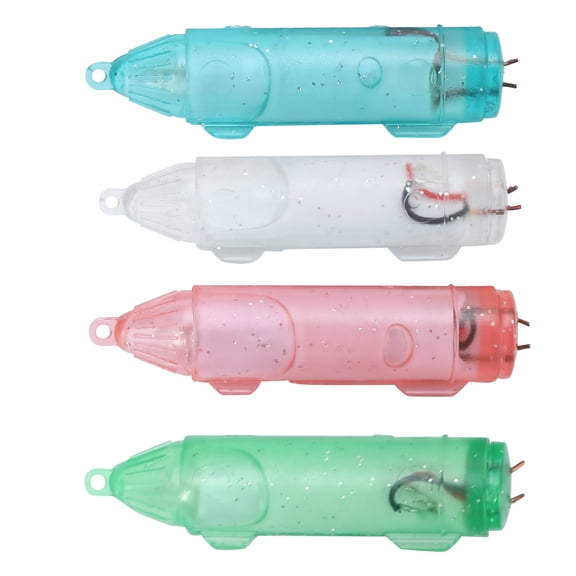 Rupoun 4Pcs Fishing LED Lure Light Underwater Lure Lamp Waterproof Deep Drop Bait Light Fishing Tool (4.33 inches / 11 cm) for Saltwater Freshwater Fishing