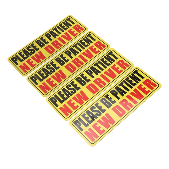 Rupoun 4Pcs Please Be Patient New Driver Magnet Weatherproof Reusable Reflective Decal Safety Bumper Sticker For Cars, High Visibility Auto Warning Sign, 11.81 inches / 30 cm, Multicolor