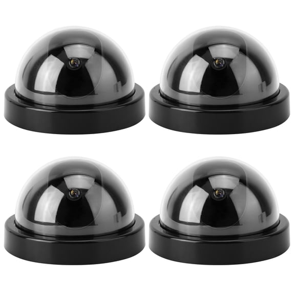 Rupoun 4pcs Dome Simulation Dummy Camera Fake Security Decoy with Flashing Red LED Light for Indoor Outdoor, Black