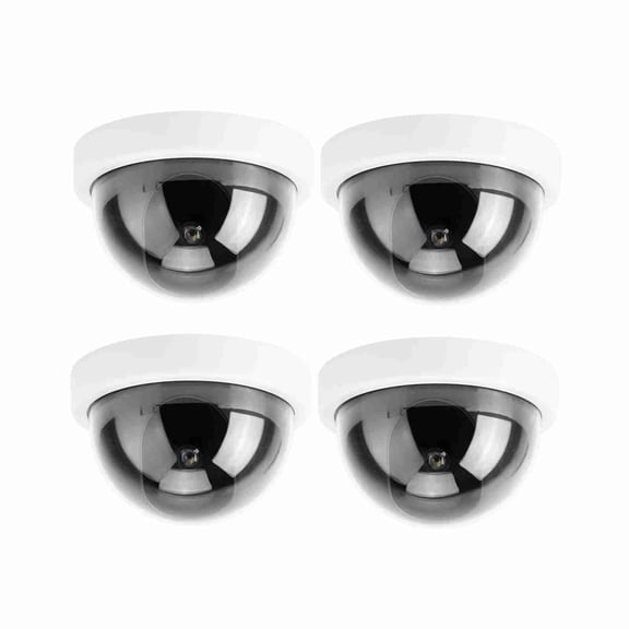 Rupoun 4pcs Dome Simulation Dummy Camera Fake Security Decoy with Flashing Red LED Light for Indoor Outdoor, White