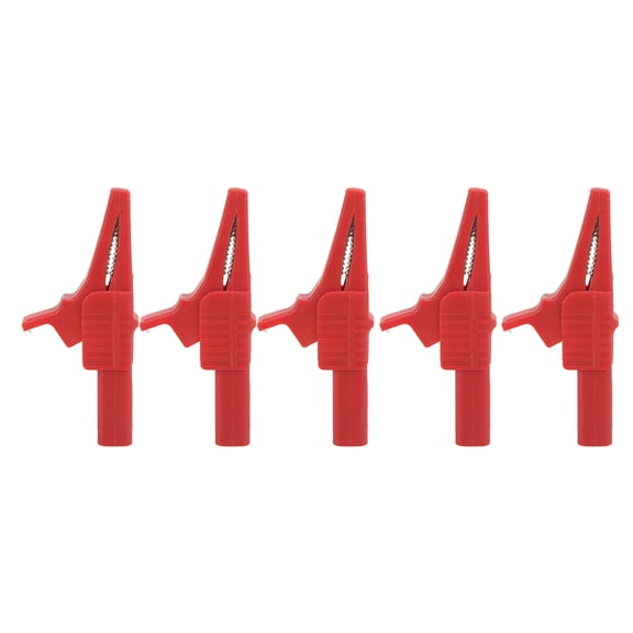 Rupoun 5 Pcs J.60039 Safety Test Clips Multifunction Test Clamp with 4mm Banana Socket for Electronic Instruments CAT II 1000V 32A Max Multimeter Leads Probe (Red)