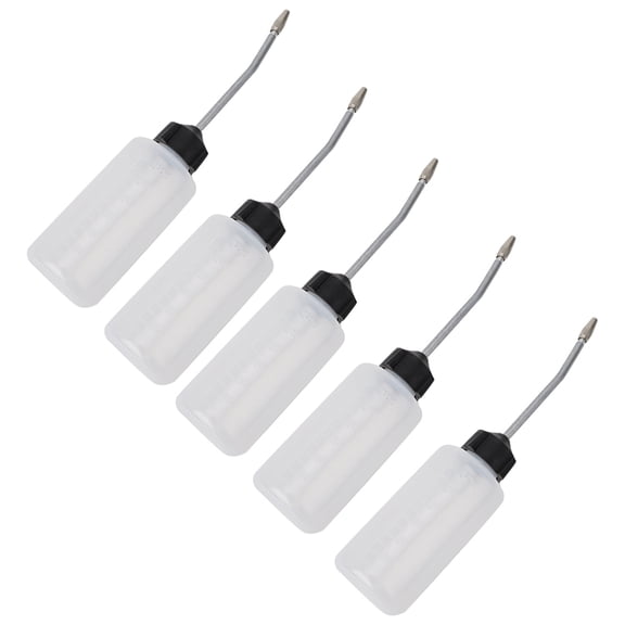 Rupoun 5 Pcs Sewing Machine Oil Dispenser Set, 120mL / 4.05 oz Plastic Lubrication Bottles with Long Tip for Crafts & Maintenance, Clear