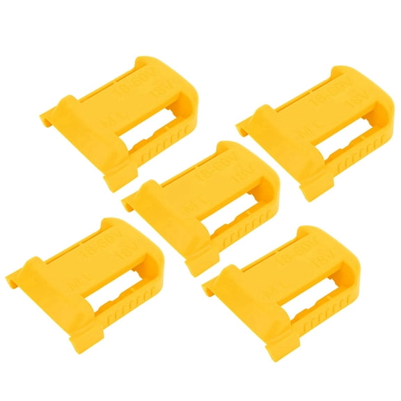 Rupoun 5-Piece Lithium Battery Storage Rack Shelf Bracket Belt Slot Fixing Device Compatible with Milwaukee M18 18V and Dewalt 20V Batteries, Heavy-Duty Organizer Wall Mount, Yellow