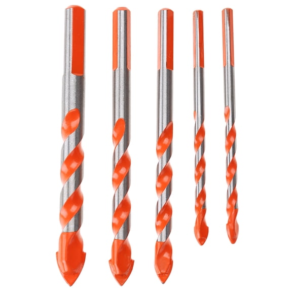 Rupoun 5 Pieces Multifunctional Triangle Handle Alloy Drill Bit Set for Ceramic Tile Glass Wall and Wood, 6-12mm / 0.24-0.47 Inches
