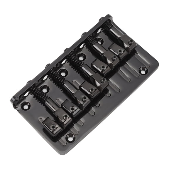 Rupoun 5 String Bass Bridge Adjustable Saddle Zinc Alloy Retro Electric Bass Guitar Tailpiece Replacement Parts with Screws Wrench, Black, 5.12 in / 13 cm
