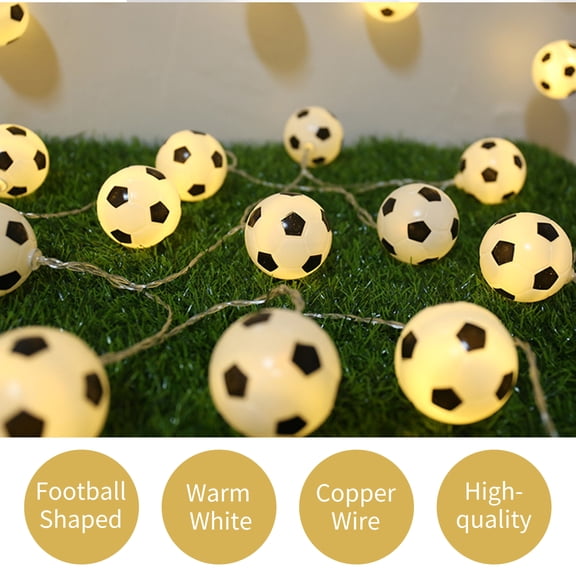 Rupoun 5 ft / 1.5 m 10-LED Football Soccer Shaped String Lights Warm White Battery Operated Home Decor