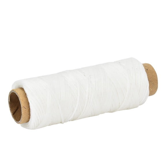Rupoun 50 Meters / 164 ft 150D/16 Leather Crafts Flat Sewing Thread Hand Stitching Waxed Thread Spool White for DIY Leathercrafts Cowhide Bags Wallets Coin Purses High Strength Polyester