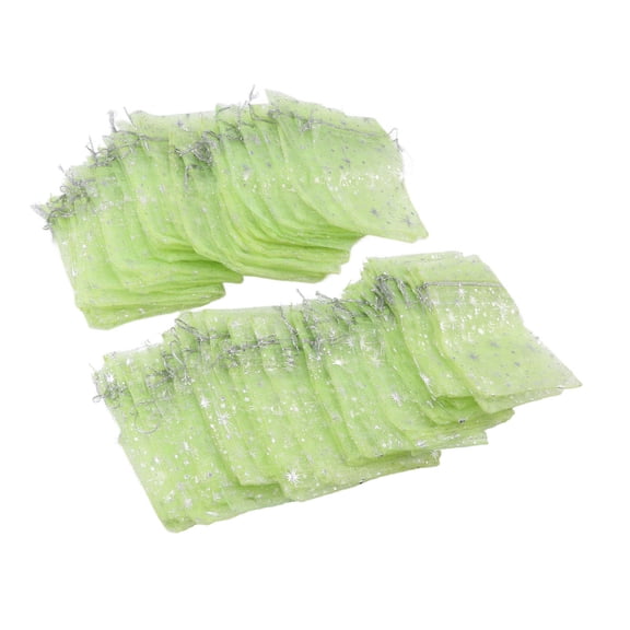 Rupoun 50PCS Drawstring Sheer Mesh Bag Exquisite Star Pattern Transparent Gift Bags for Wedding Party - Light Green (4.5 x 3.3 inches / 11.4 x 8.4 cm)
