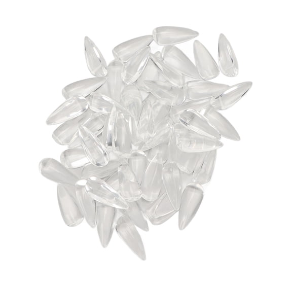 Rupoun 50Pcs Clear Glass Nail Polish Color Card Display Tips DIY Manicure Tool Accessories Pointed Almond Shape 3.94 inches / 10.00 cm Length Professional False Nail Practice Palette
