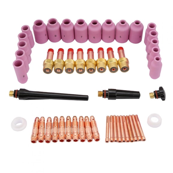 Rupoun 51 Pcs/Set WP-17/18/26 Series TIG Welding Torch Consumables Accessories Ceramic Nozzles Cups Collets Bodies Tungsten Electrode Kit