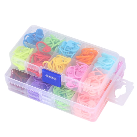 Rupoun 510Pcs Knitting Locking Stitch Markers, Colored Plastic Crochet Counter Rings with Storage Boxes, Small Pins for DIY Crafting Weaving Accessories, Multipurpose Stitch Needle Clip 5.9in / 15cm
