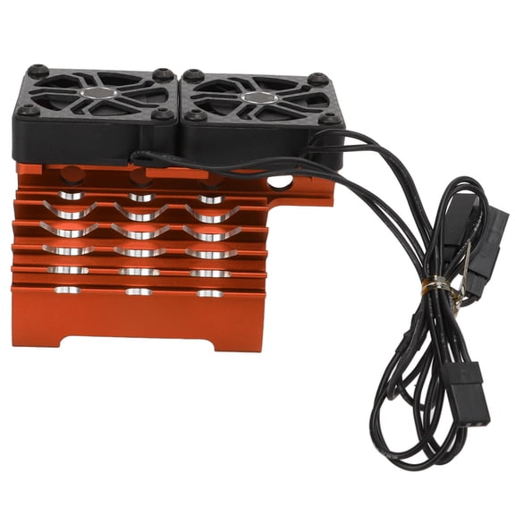 Rupoun 55/56/58mm Brushless Motor Cooling Fan Dual Heatsink Radiator Replacement Parts for 1/5 Scale RC Remote Control Car Vehicles, 8.4V 16000RPM High Speed Heat Dissipation System Accessory, Orange