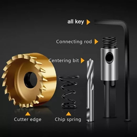 Rupoun 5Pcs HSS Hole Saw Kit 16-30mm / 0.62-1.18 inches Hole Cutters Drill bit for Metal Stainless Steel Wood Door Window