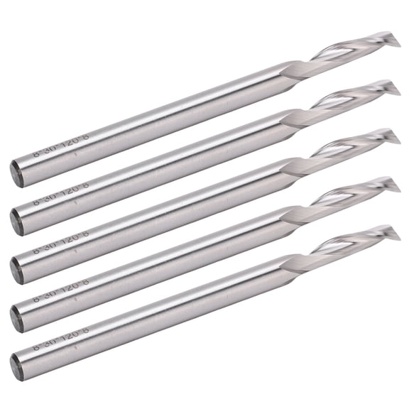 Rupoun 5Pcs High-Speed Steel Single Flute Spiral End Mill CNC Router Bit Engraving Tool for Milling Machine Processing 0.3 x 0.3 x 1.2 x 4.7 inches[cite: 1]