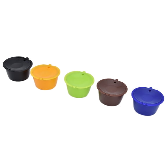 Rupoun 5Pcs Reusable Coffee Pod 50ml / 1.69 oz Refillable Coffee Capsule with Spoon Convenient to Use for Dolce Gusto