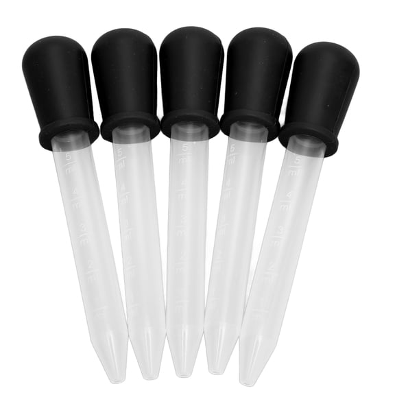 Rupoun 5Pcs Transfer Pipettes 5ml Silicone Material Easy Cleaning Making Disposable DIY Dropper Tool Black Color, 4.7 inches / 120 mm Length[cite: 1]