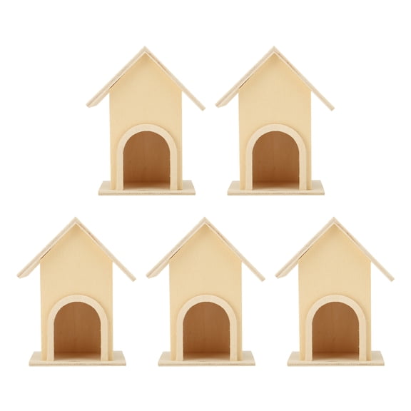 Rupoun 5Pcs Wooden Birdhouse DIY Nesting Box Set, Natural Wood Bird Feeder for Garden Patio Decoration (6.7 x 5.9 inches / 17 x 15 cm)