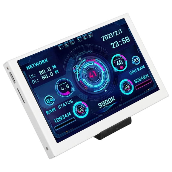 Rupoun 5in Computer Temp Monitor USB Mini Screen for AIDA64 PC CPU GPU RAM Data Display Panel for Windows White (5 inches / 12.7 cm)